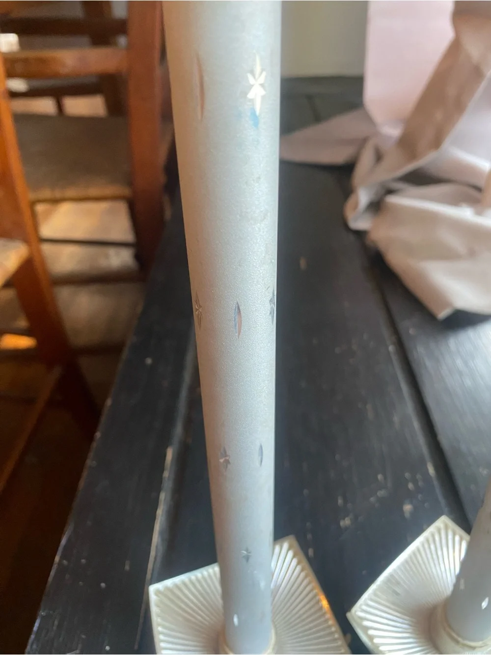 Vintage Silver Starburst Candle Tree Lights - Pair